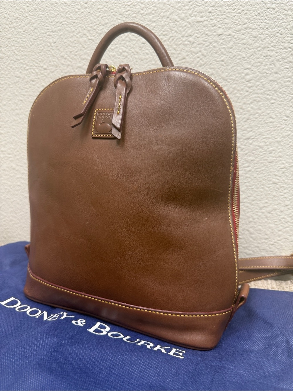 Dooney & Bourke Chocolate Brown Leather Dome Backpack